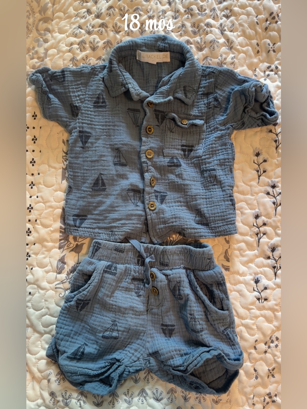 Rachel Zoe Light Blue Gauze Baby Two-Piece Set